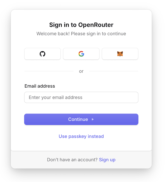 Create an account on OpenRouter